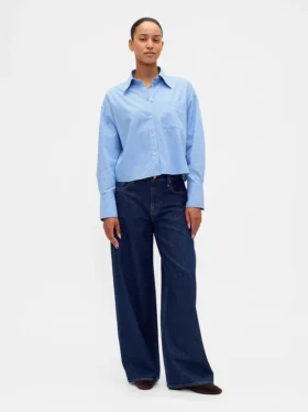 Camisa corta de algodón orgánico con bajo recto