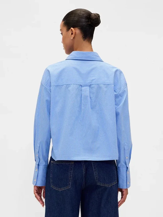 Camisa corta de algodón orgánico con bajo recto