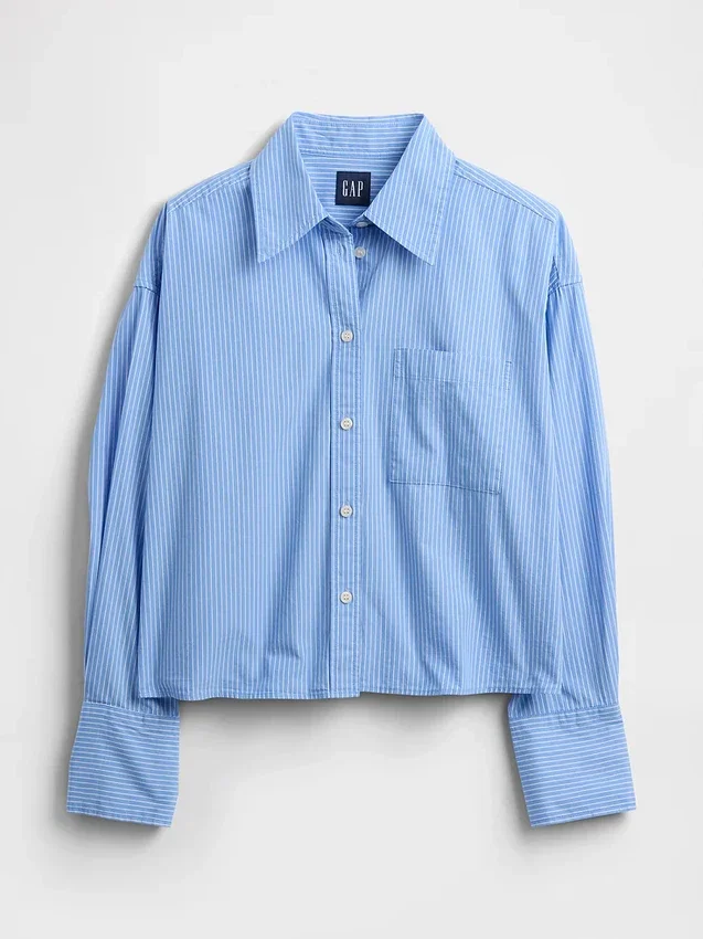 Camisa corta de algodón orgánico con bajo recto