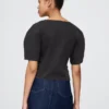 Camisa corta de vaquero con mangas acampanadas