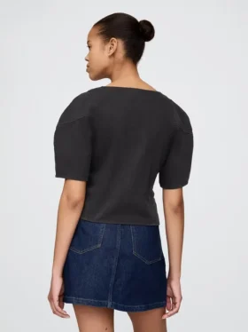 Camisa corta de vaquero con mangas acampanadas