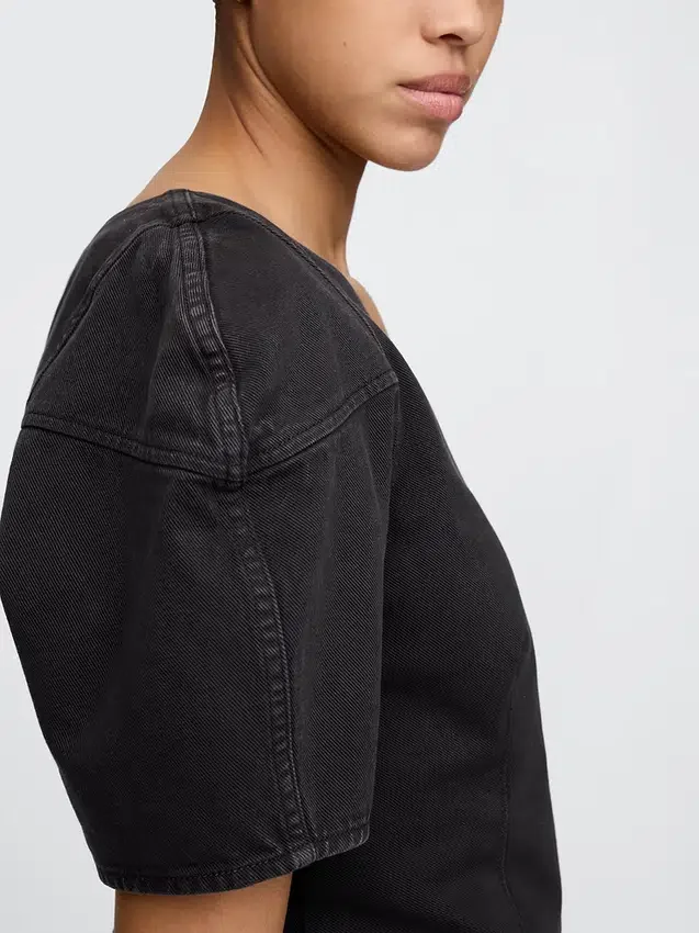 Camisa corta de vaquero con mangas acampanadas
