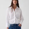 Camisa corta oversize de popelín de algodón orgánico