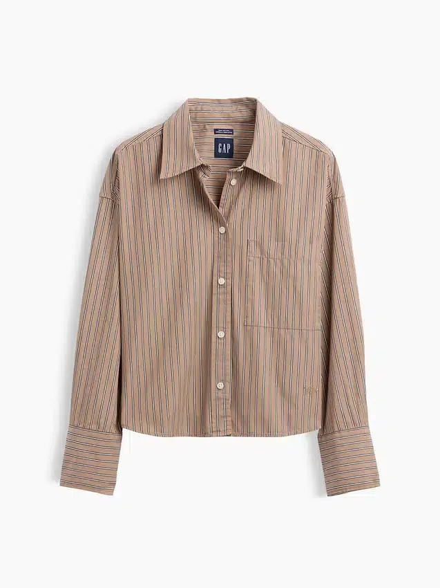 Camisa corta oversize de popelín de algodón orgánico