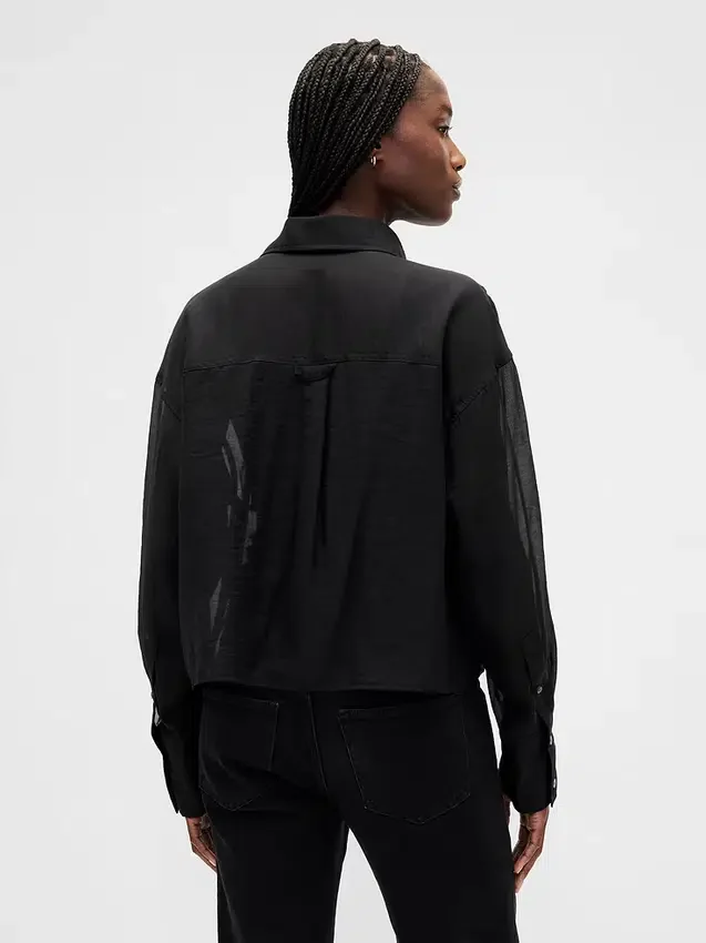 Camisa corta transparente con bajo recto