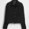 Camisa corta transparente con bajo recto