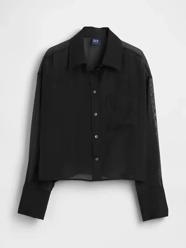 Camisa corta transparente con bajo recto
