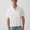 Camisa de algodón dobby con corte holgado y bajo recto