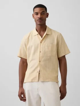 Camisa de algodón dobby con corte holgado y bajo recto