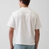 Camisa de algodón dobby con corte holgado y bajo recto