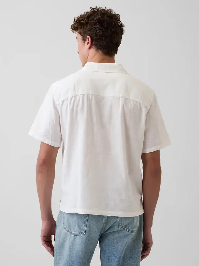 Camisa de algodón dobby con corte holgado y bajo recto