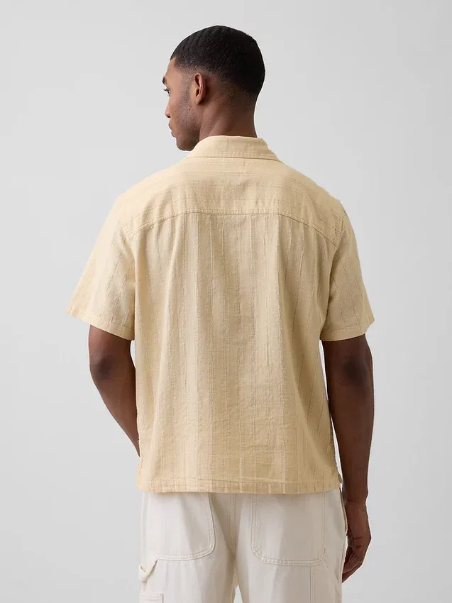 Camisa de algodón dobby con corte holgado y bajo recto