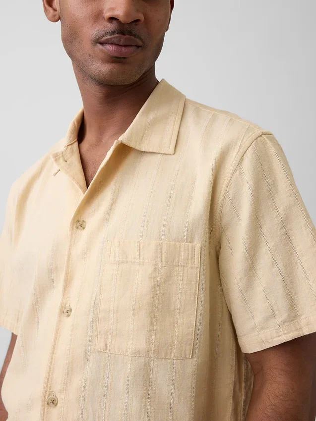 Camisa de algodón dobby con corte holgado y bajo recto