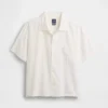 Camisa de algodón dobby con corte holgado y bajo recto