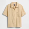 Camisa de algodón dobby con corte holgado y bajo recto