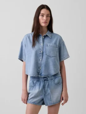 Camisa de campamento oversize de denim ultrasuave