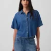 Camisa de campamento oversize de denim ultrasuave