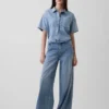 Camisa de campamento oversize de denim ultrasuave