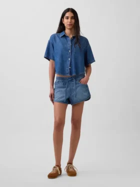 Camisa de campamento oversize de denim ultrasuave