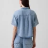 Camisa de campamento oversize de denim ultrasuave