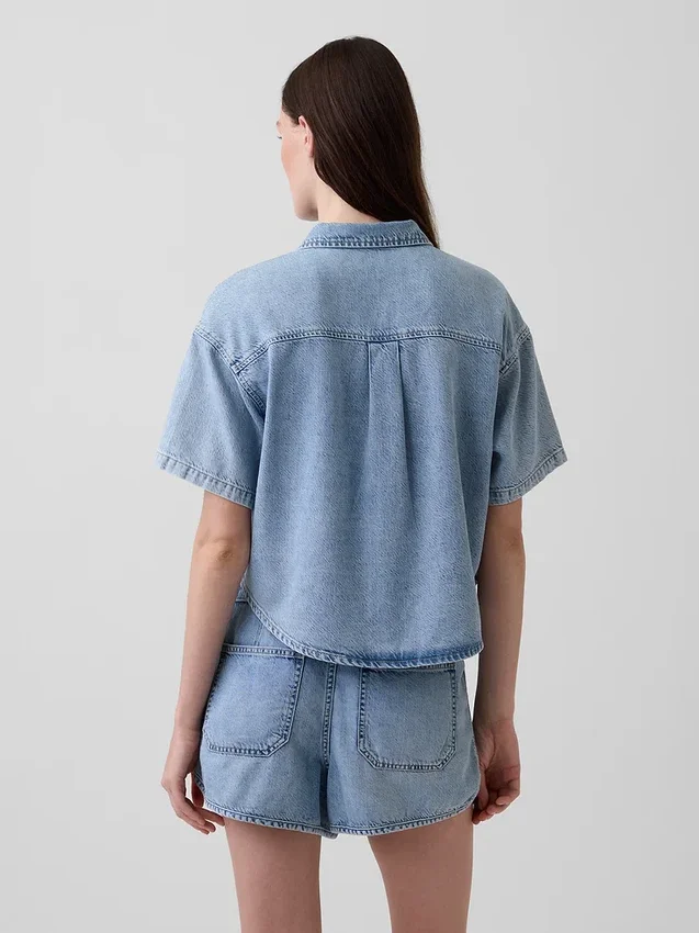Camisa de campamento oversize de denim ultrasuave