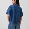 Camisa de campamento oversize de denim ultrasuave