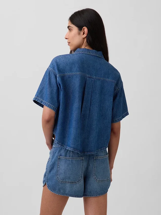 Camisa de campamento oversize de denim ultrasuave
