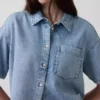 Camisa de campamento oversize de denim ultrasuave