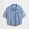 Camisa de campamento oversize de denim ultrasuave