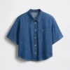 Camisa de campamento oversize de denim ultrasuave