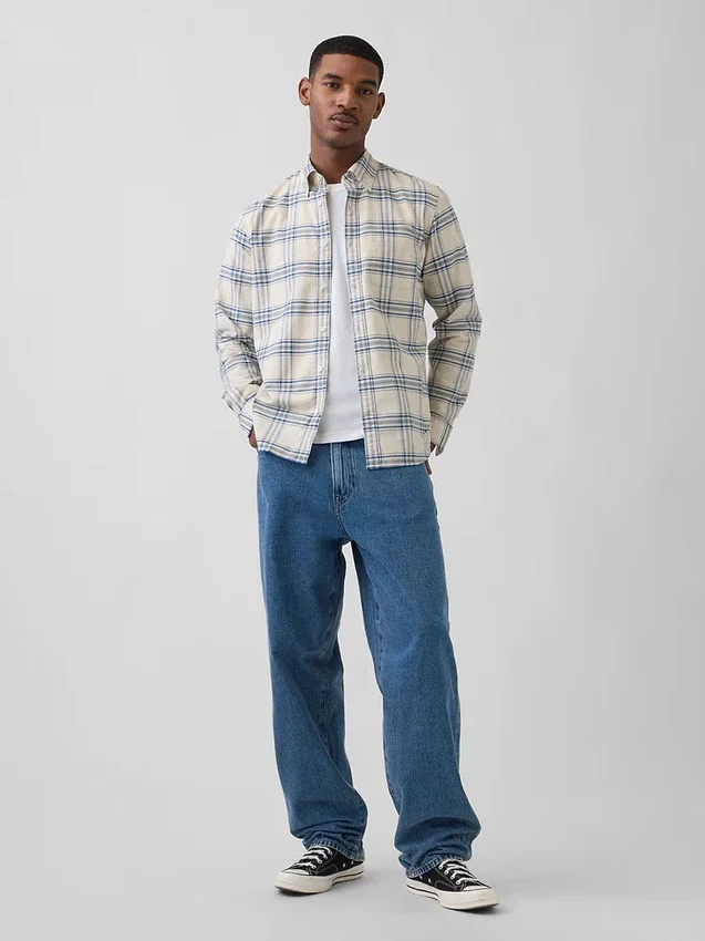 Camisa de cuadros Oxford con botones
