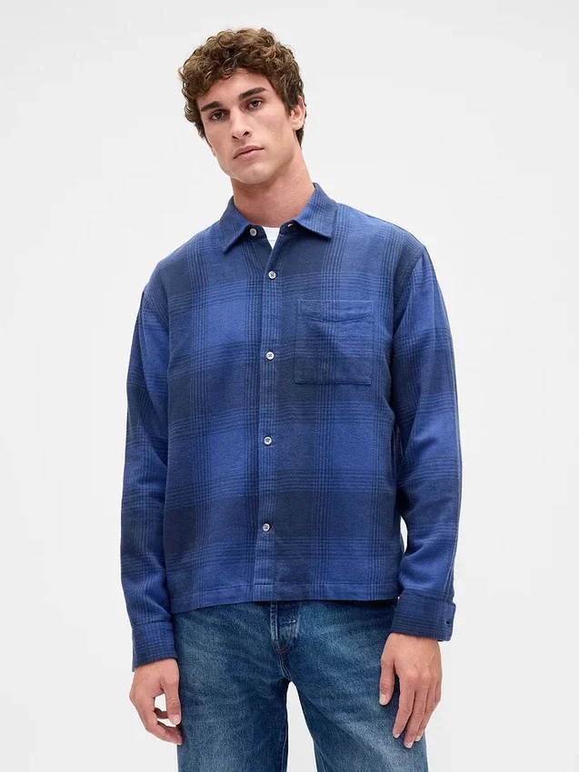Camisa de franela de corte holgado