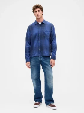 Camisa de franela de corte holgado