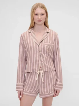 Camisa de pijama de franela a rayas de corte holgado de GAP × Summer Fridays