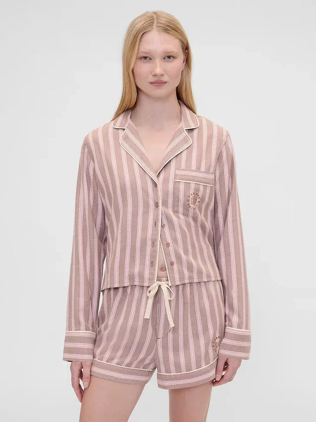 Camisa de pijama de franela a rayas de corte holgado de GAP × Summer Fridays