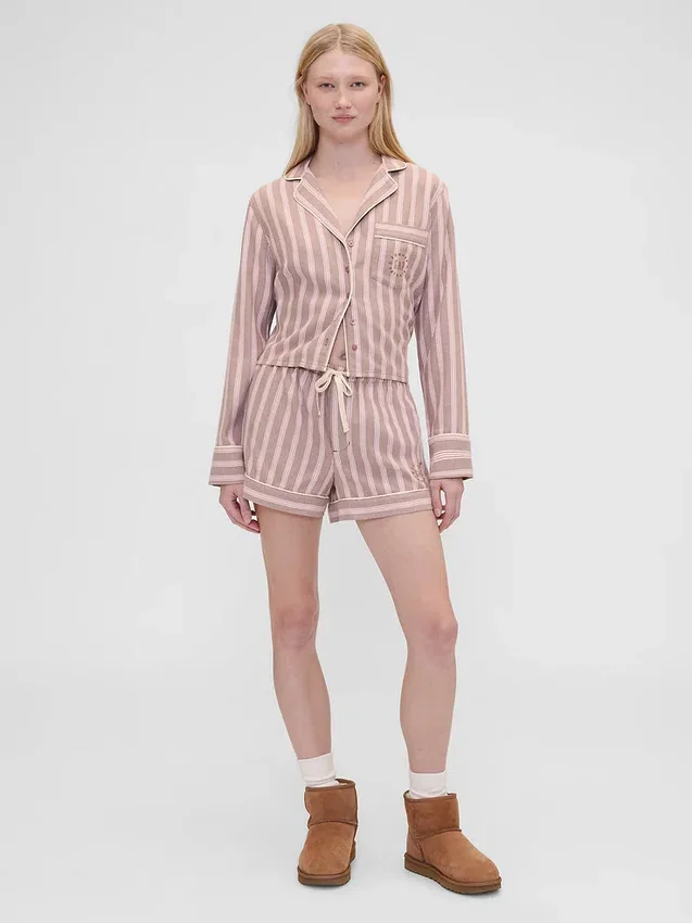Camisa de pijama de franela a rayas de corte holgado de GAP × Summer Fridays