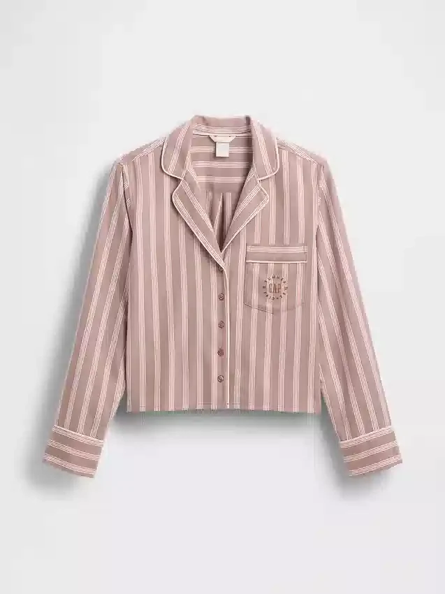 Camisa de pijama de franela a rayas de corte holgado de GAP × Summer Fridays