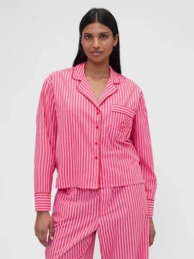 Camisa de pijama de popelín a rayas de corte holgado GAP × Summer Fridays