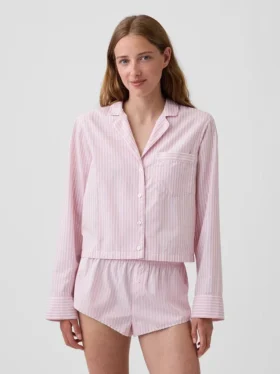 Camisa de pijama oversize corta de popelín
