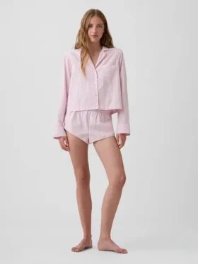 Camisa de pijama oversize corta de popelín