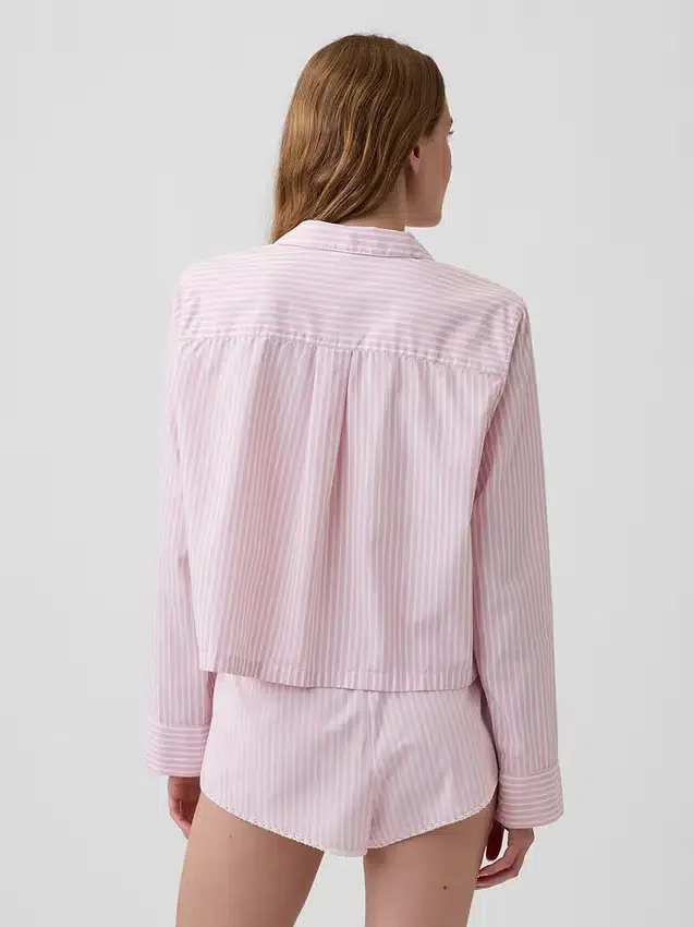 Camisa de pijama oversize corta de popelín