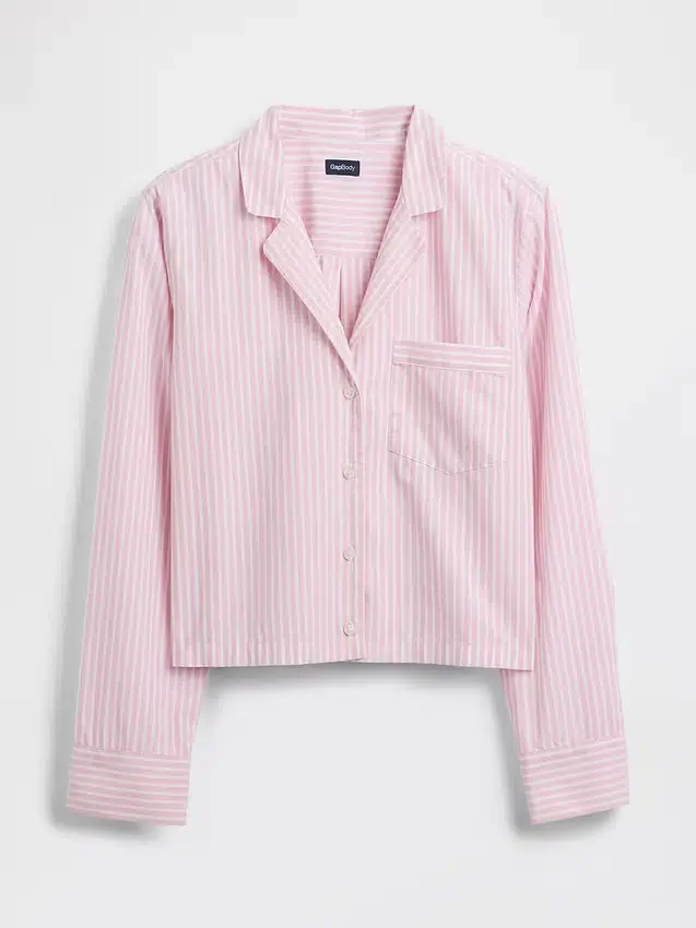 Camisa de pijama oversize corta de popelín