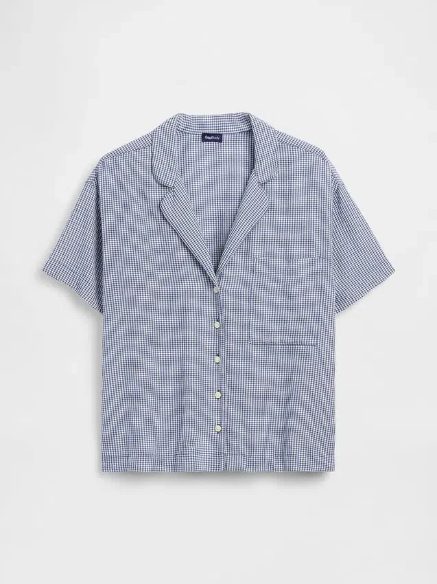 Camisa de pijama oversize de gasa arrugada