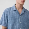 Camisa de vacaciones de denim con tejido dobby