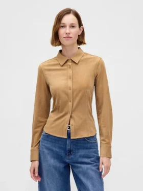 Camisa entallada de ante vegano