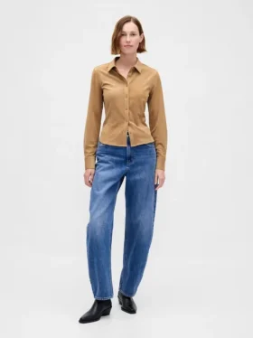 Camisa entallada de ante vegano