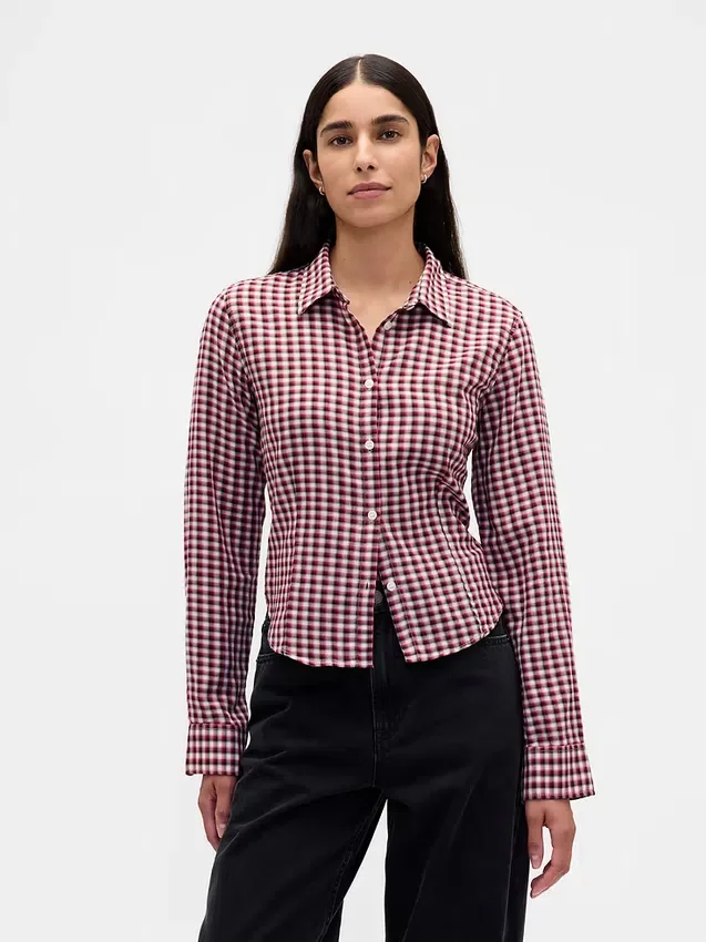 Camisa entallada de franela a cuadros