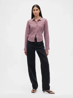 Camisa entallada de franela a cuadros