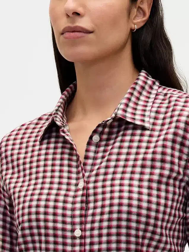 Camisa entallada de franela a cuadros
