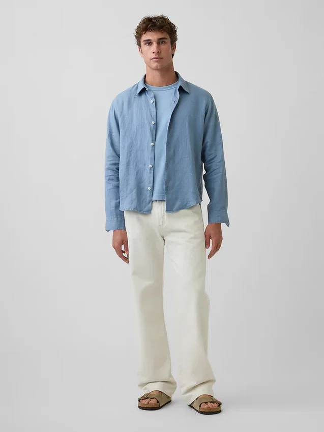 Camisa holgada 100 % lino